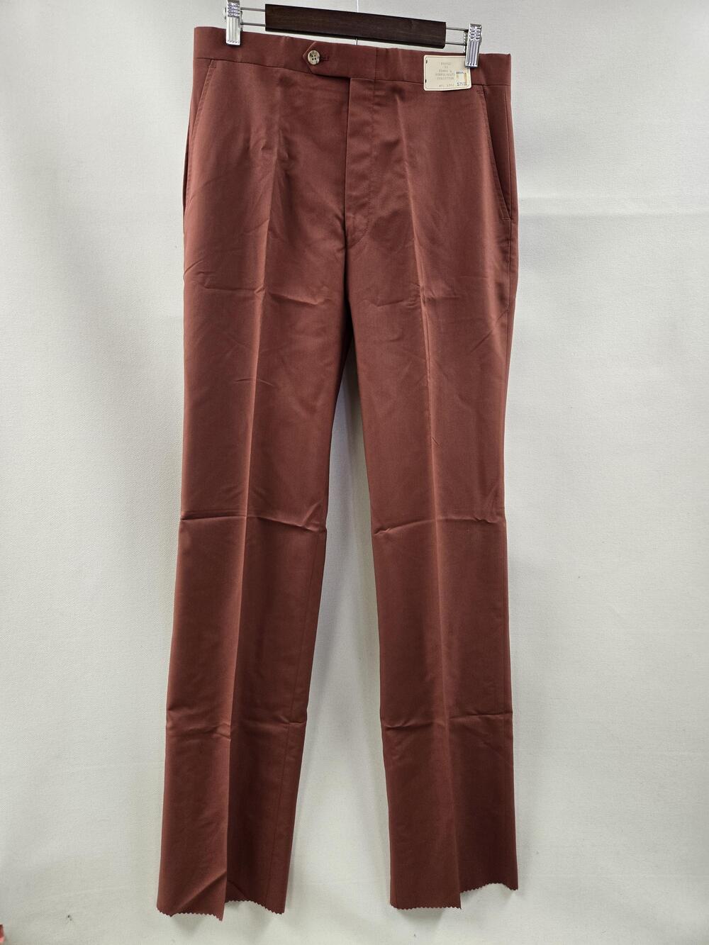 Kingsridge Dress Pants Mens 33x33 Rust Brown Tempo Q Pleated Unhemmed USA